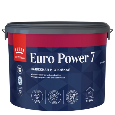 Краска моющаяся для стен и потолков Euro Power-7 (Евро-7) TIKKURILA