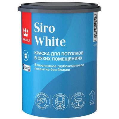 Краска для потолка антибликовая глубокоматовая Siro White TIKKURILA