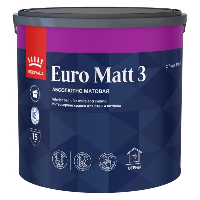 Краска для стен и потолков глубокоматовая Euro 3 TIKKURILA