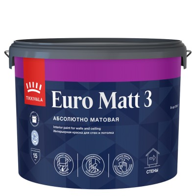 Краска для стен и потолков глубокоматовая Euro 3 TIKKURILA